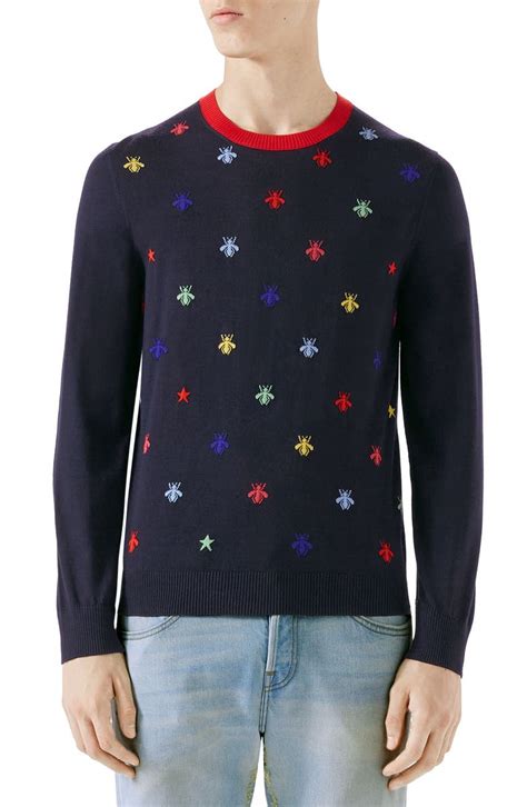 gucci red snake sweater|Gucci bee embroidered sweater.